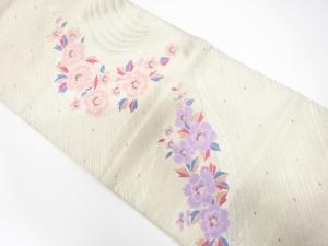 流水に牡丹模様織り出し　袋帯